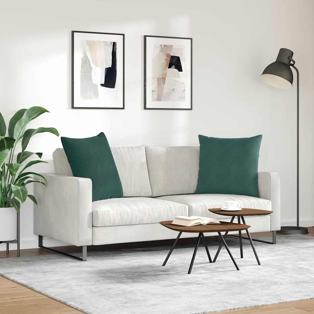 Cuscini da Divano 2 pcs Verde Scuro 80 x 80 cm Tessuto in Cords | homemem39