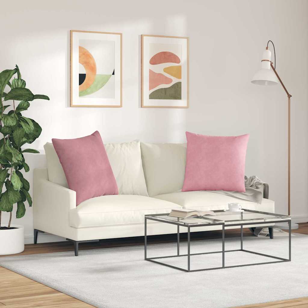 Cuscini da Divano 2 pcs Rosa 80 x 80 cm Tessuto in Cords | homemem39