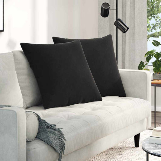 Cuscini da Divano 2 pcs Nero 80 x 80 cm Tessuto in Cords | homemem39