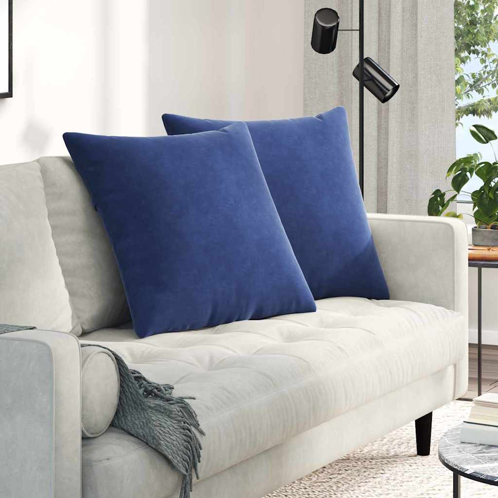 Cuscini da Divano 2 pcs Blu Polizia 80 x 80 cm Tessuto in Cords | homemem39