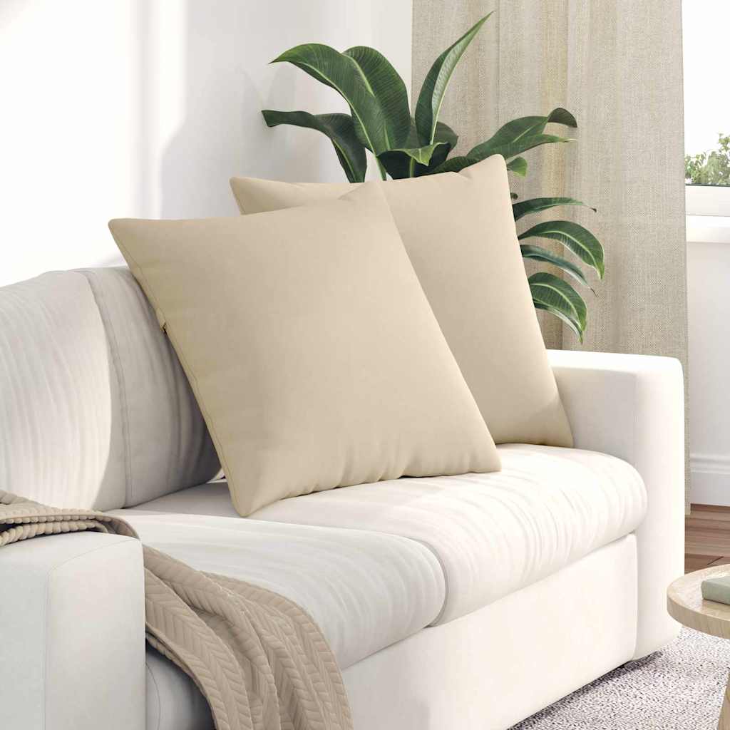 Cuscini da Divano 2 pcs Crema 80 x 80 cm Tessuto | homemem39