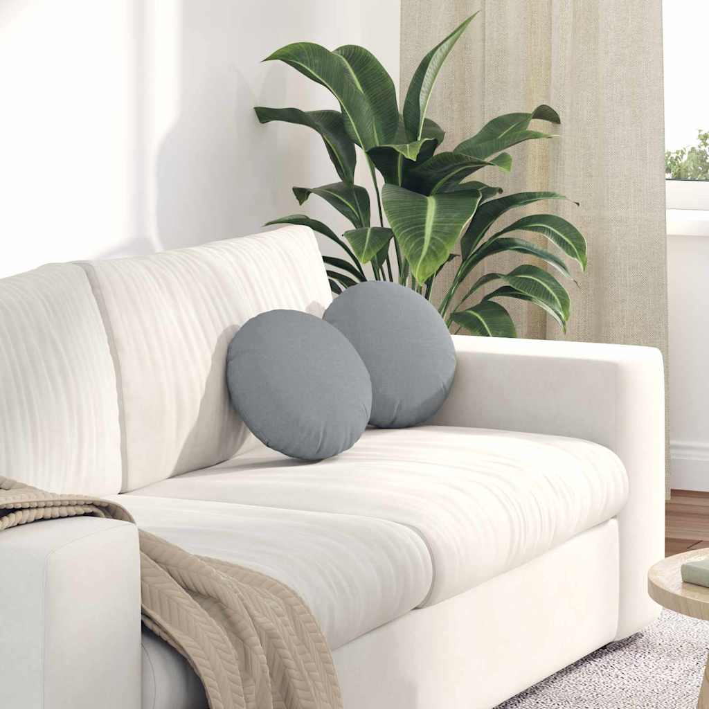 Cuscini per Seduta 2 pcs Grigio chiaro Ø30 x 13 cm Tessuto | homemem39