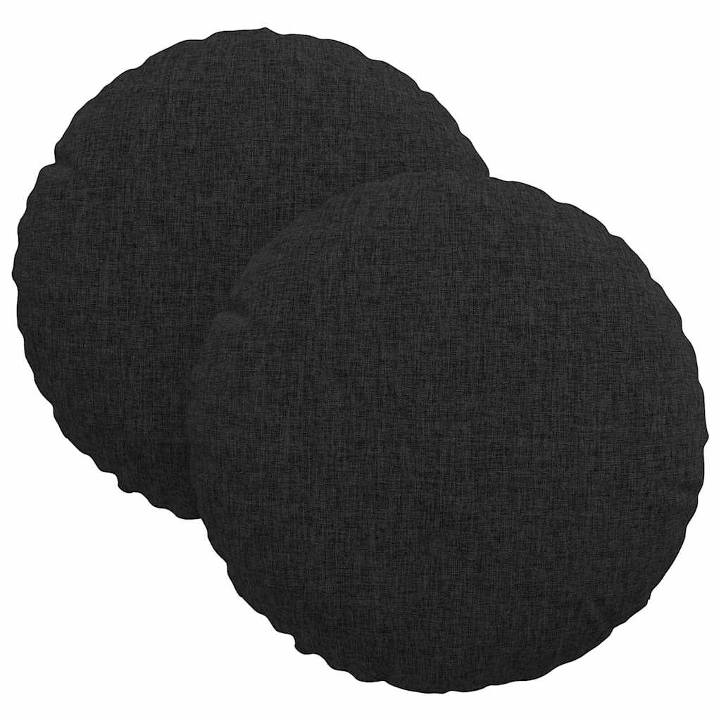 Cuscini per Seduta 2 pcs Nero Ø30 x 13 cm Tessuto | homemem39