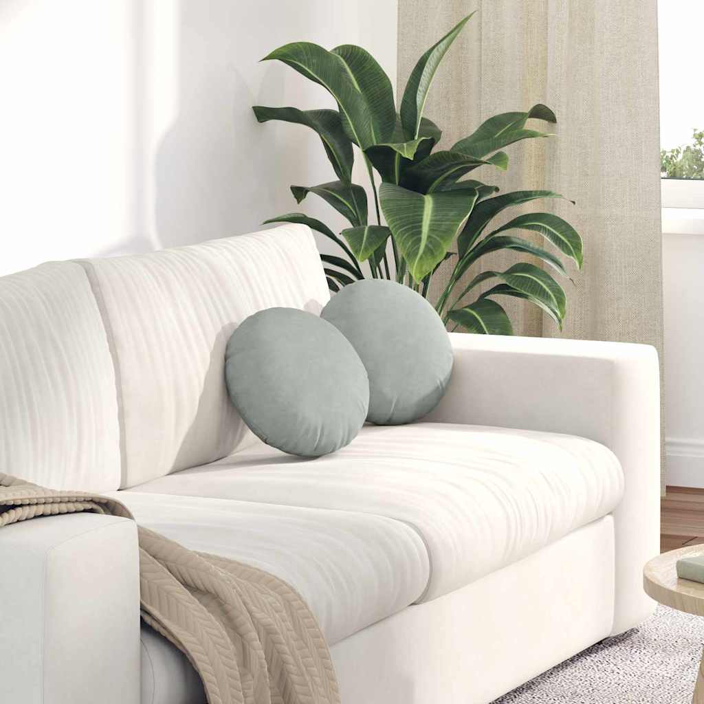 Cuscini per Seduta 2 pcs Grigio chiaro Ø30 x 13 cm Velluto | homemem39