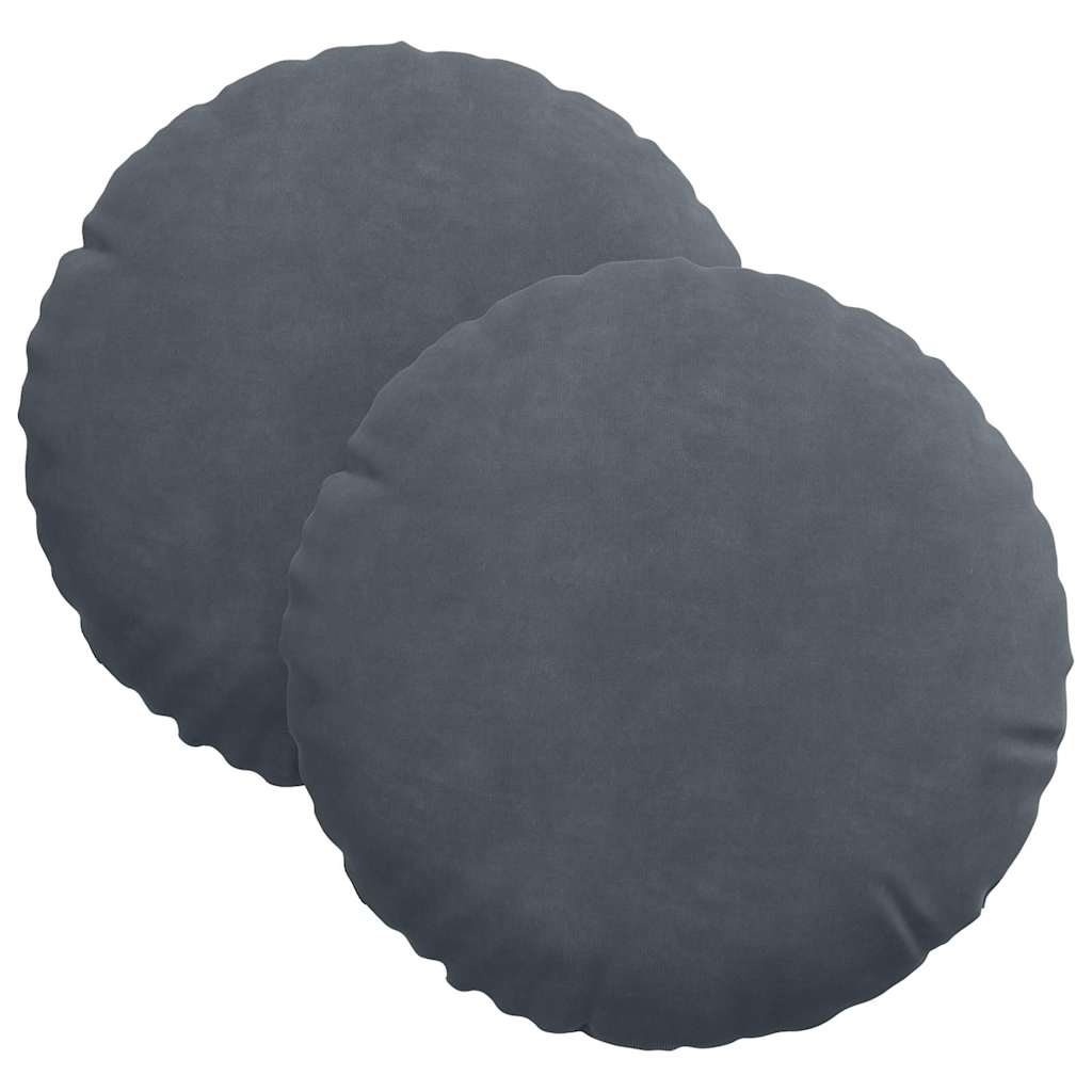 Cuscini per Seduta 2 pcs Grigio scuro Ø30 x 13 cm Velluto