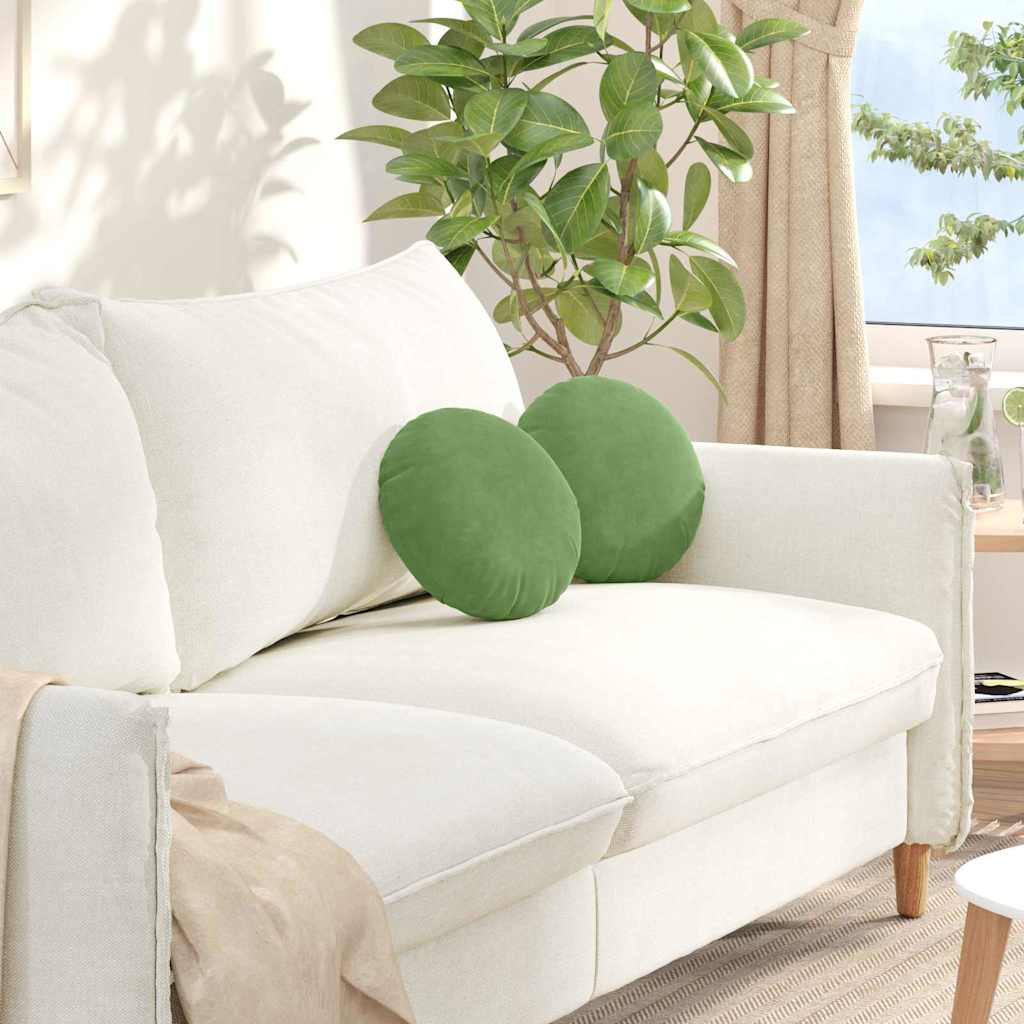 Cuscini per Seduta 2 pcs Verde chiaro Ø30 x 13 cm Velluto | homemem39