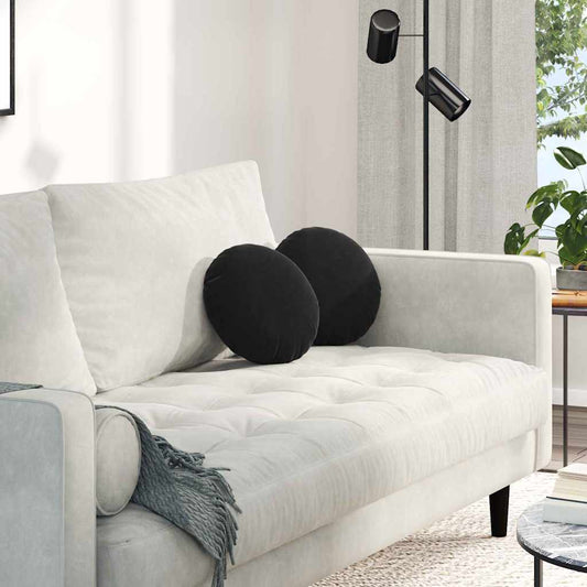 Cuscini per Seduta 2 pcs Nero Ø30 x 13 cm Velluto | homemem39