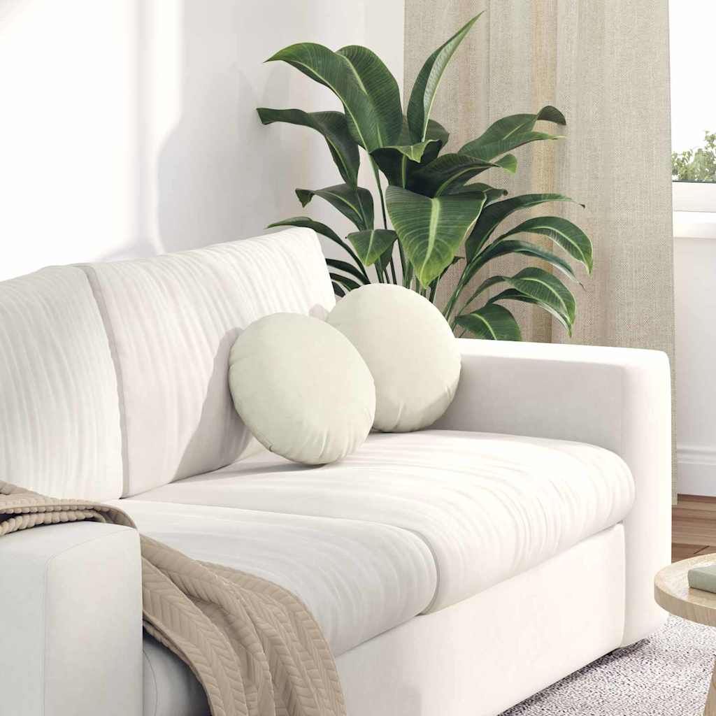 Cuscini per Seduta 2 pcs Crema Ø30 x 13 cm Velluto | homemem39