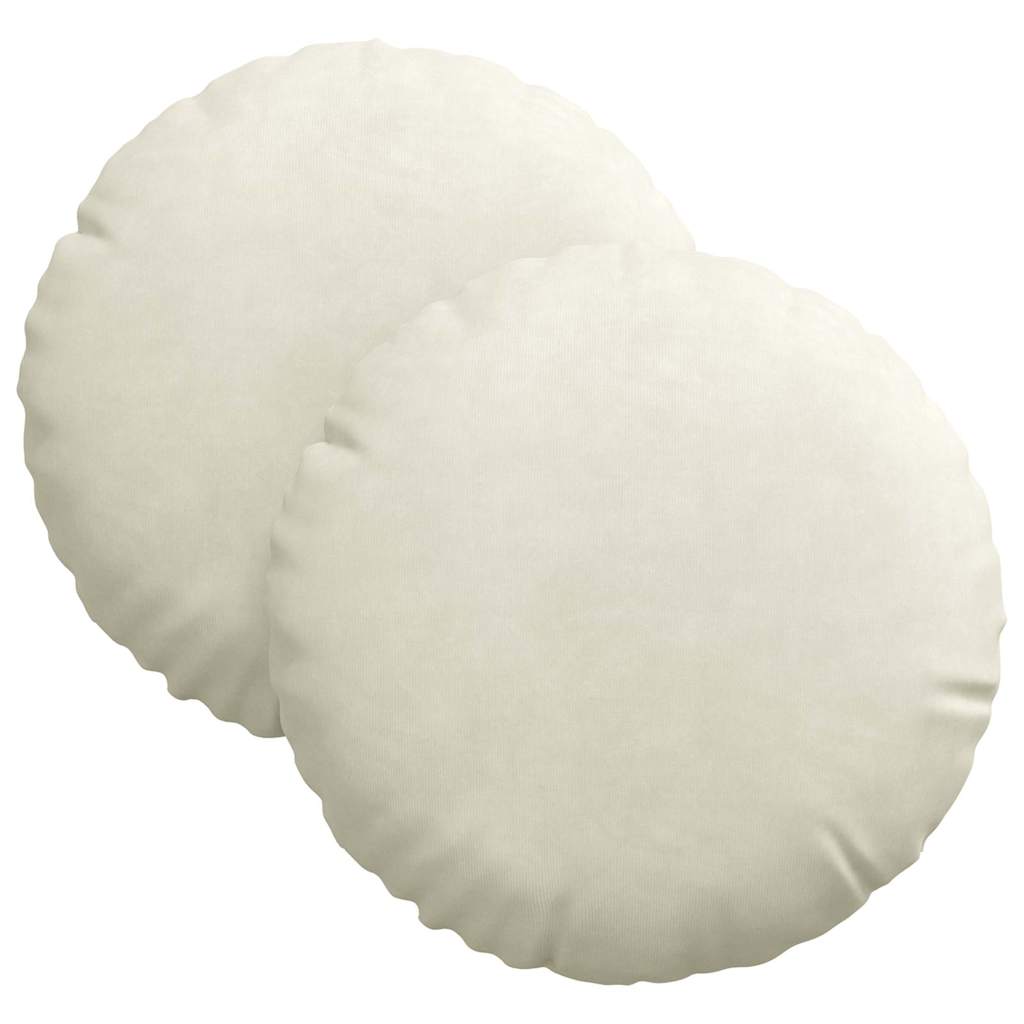 Cuscini per Seduta 2 pcs Crema Ø30 x 13 cm Velluto | homemem39