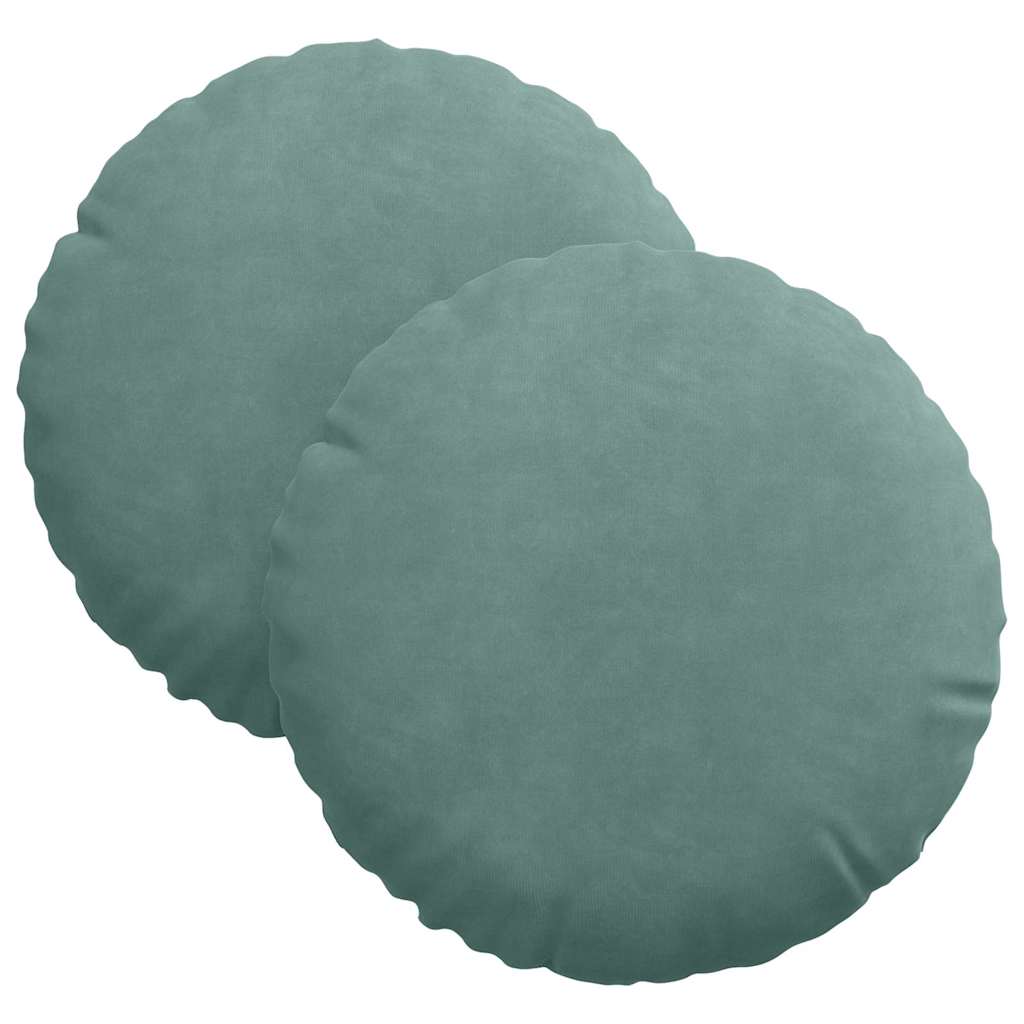 Cuscini per Seduta 2 pcs Verde Mare Ø30 x 13 cm Velluto | homemem39