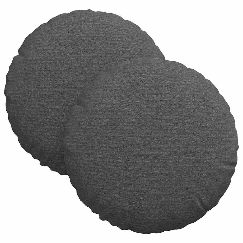 Cuscini per Seduta 2 pcs Grigio scuro Ø30 x 13 cm | homemem39