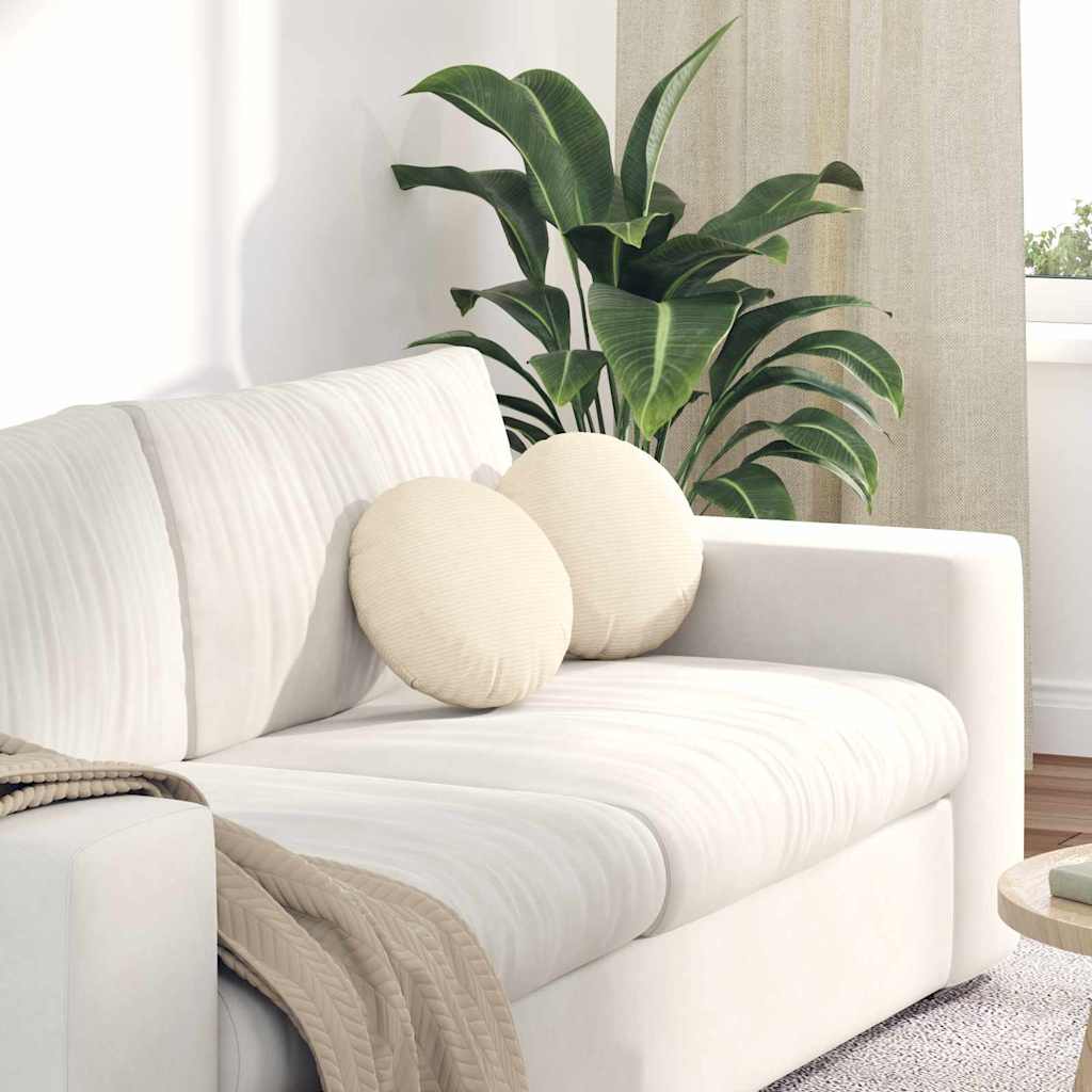 Cuscini per Seduta 2 pcs Crema Ø30 x 13 cm Tessuto in Cords | homemem39
