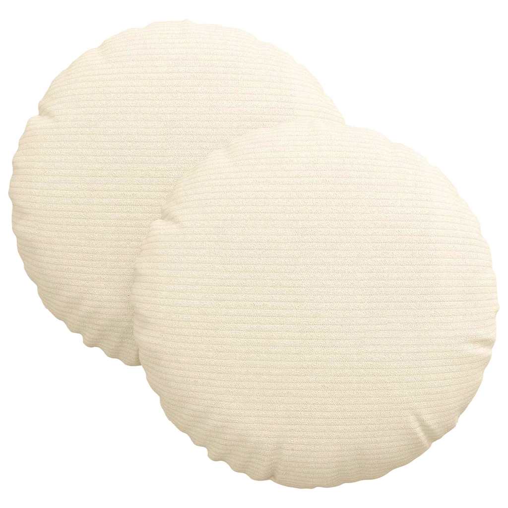 Cuscini per Seduta 2 pcs Crema Ø30 x 13 cm Tessuto in Cords | homemem39
