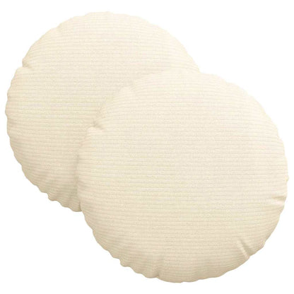 Cuscini per Seduta 2 pcs Crema Ø30 x 13 cm Tessuto in Cords