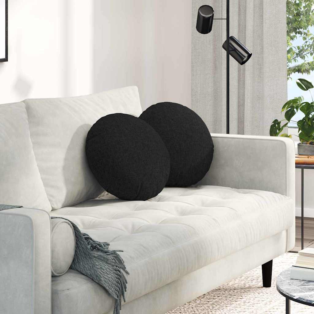 Cuscini per Seduta 2 pcs Nero Ø40 x 13 cm Tessuto | homemem39