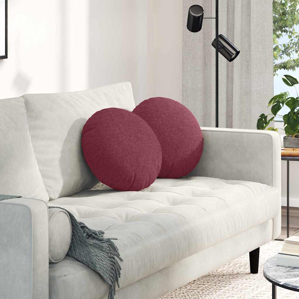 Cuscini per Seduta 2 pcs Rosso Vino Ø40 x 13 cm Tessuto | homemem39