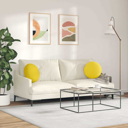 Cuscini per Seduta 2 pcs Giallo Chiaro Ø40 x 13 cm Tessuto | homemem39