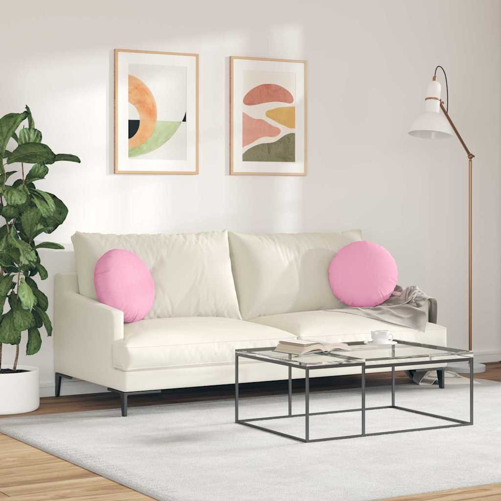 Cuscini per Seduta 2 pcs Rosa Ø40 x 13 cm Tessuto | homemem39