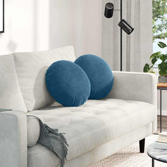 Cuscini per Seduta 2 pcs Blu Ø 40 x 13 cm Velluto | homemem39