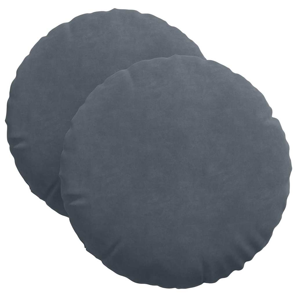 Cuscini per Seduta 2 pcs Grigio scuro Ø 40 x 13 cm Velluto | homemem39