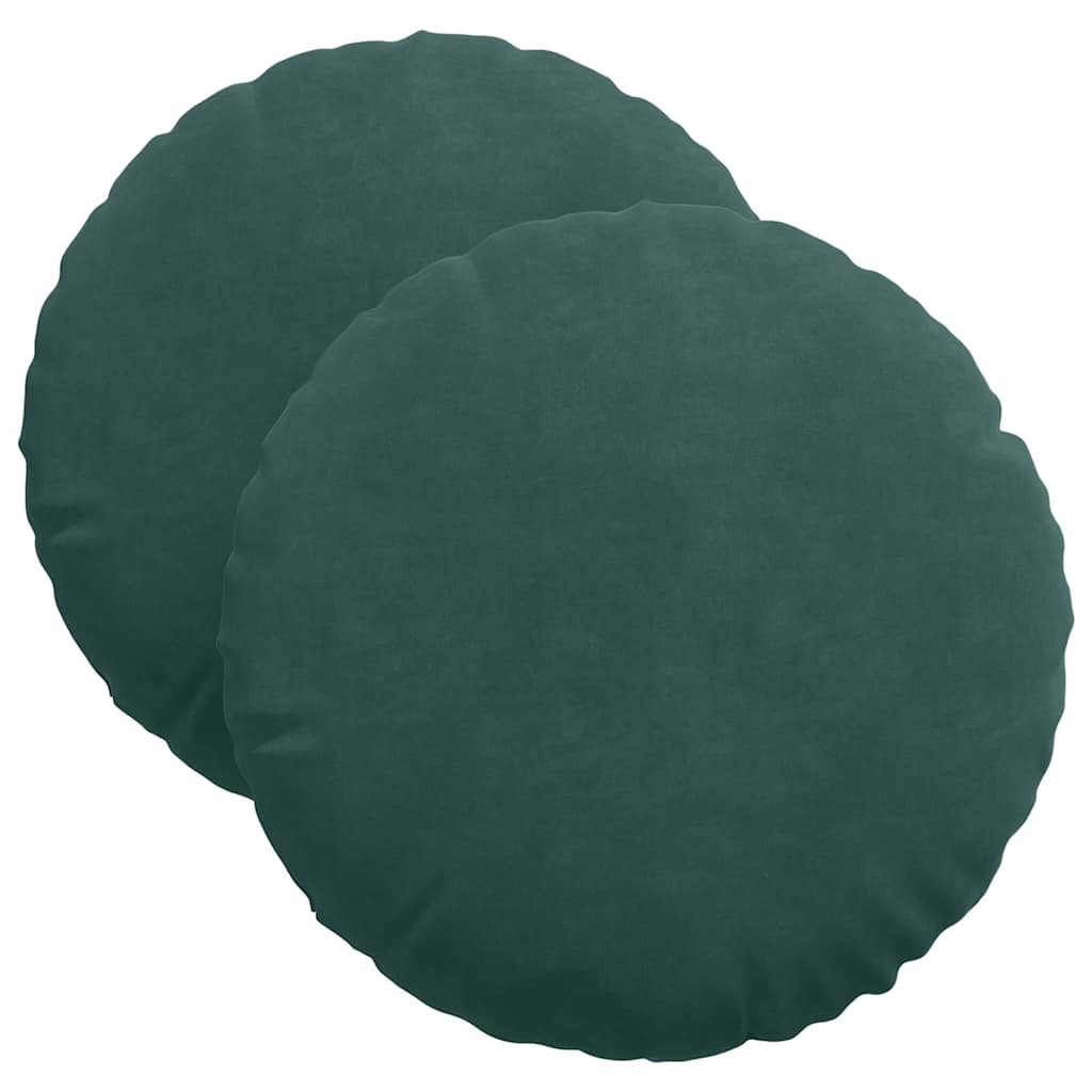 Cuscini per Seduta 2 pcs Verde Scuro Ø 40 x 13 cm Velluto | homemem39
