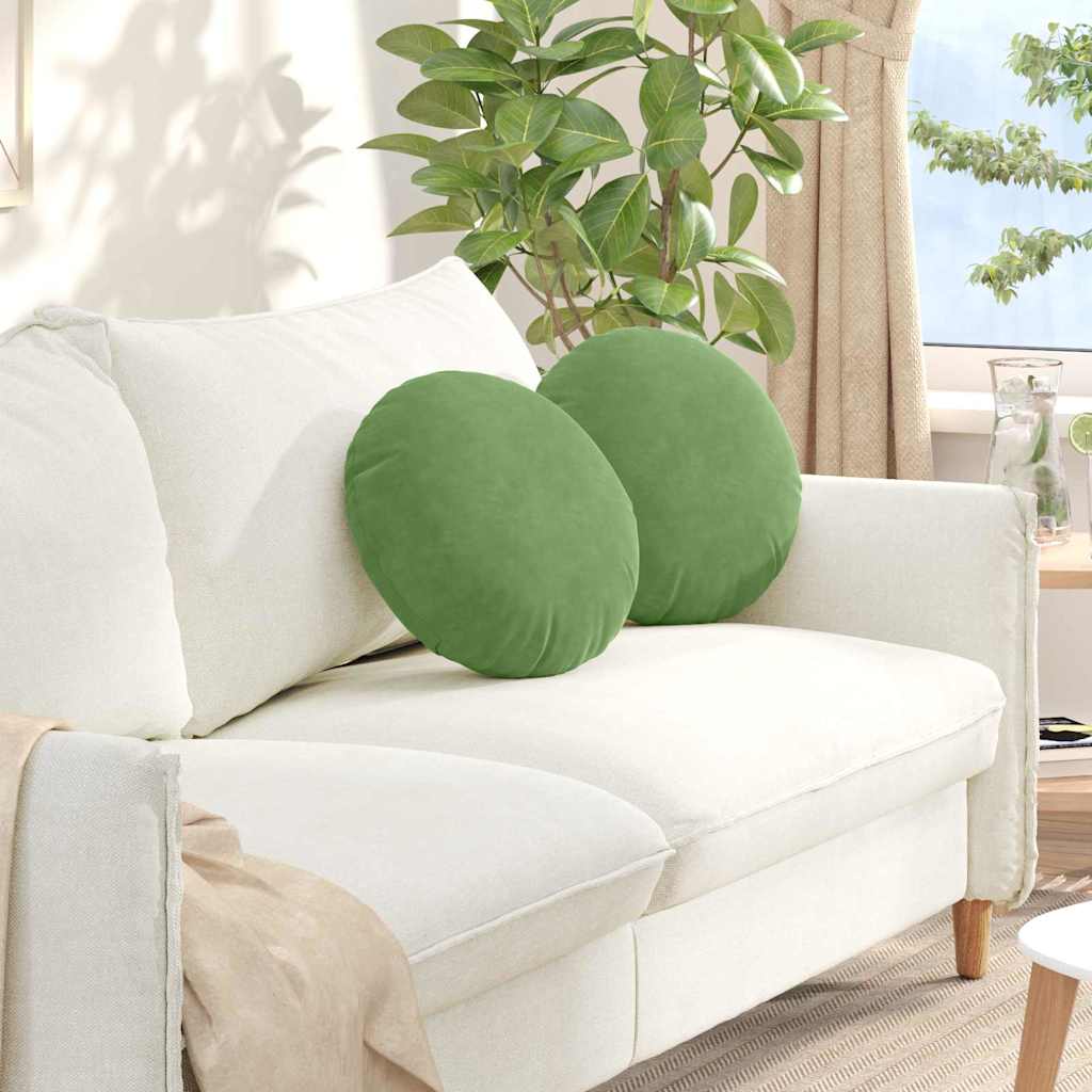 Cuscini per Seduta 2 pcs Verde chiaro Ø 40 x 13 cm Velluto | homemem39