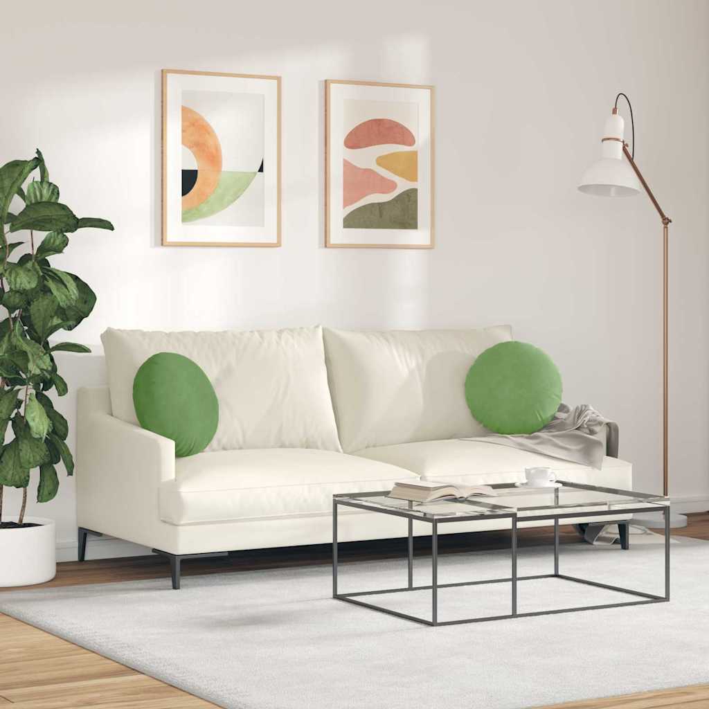Cuscini per Seduta 2 pcs Verde chiaro Ø 40 x 13 cm Velluto | homemem39