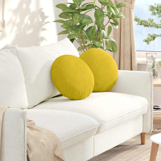Cuscini per Seduta 2 pcs Giallo Ø 40 x 13 cm Velluto | homemem39