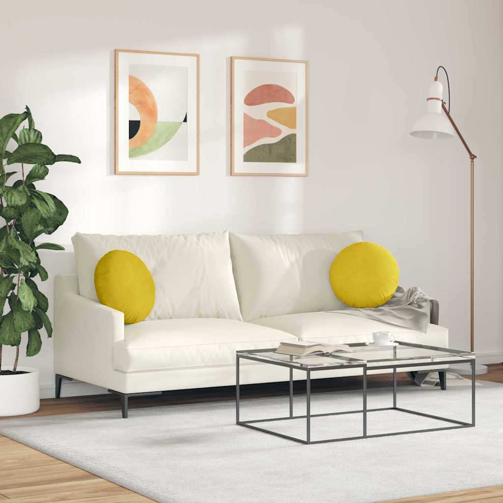 Cuscini per Seduta 2 pcs Giallo Ø 40 x 13 cm Velluto | homemem39
