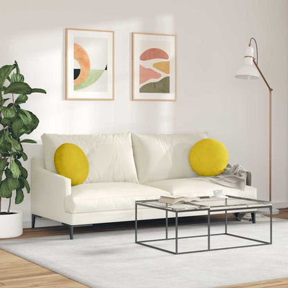 Cuscini per Seduta 2 pcs Giallo Ø 40 x 13 cm Velluto | homemem39