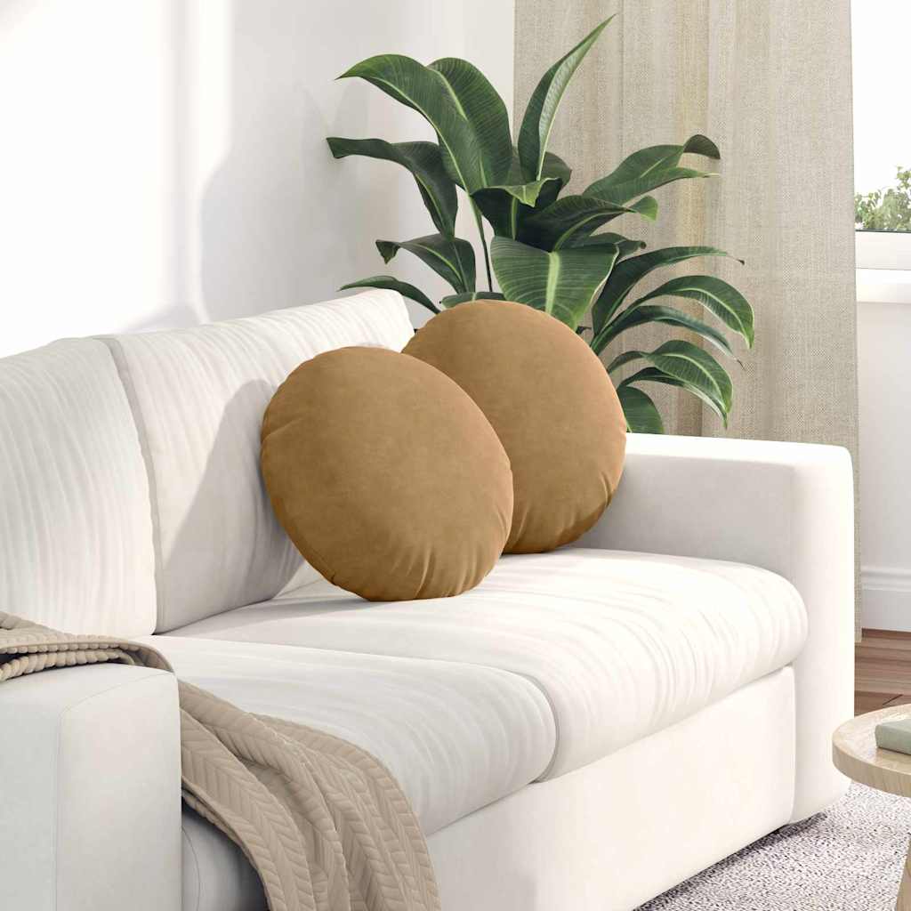 Cuscini per Seduta 2 pcs Marrone Ø 40 x 13 cm Velluto | homemem39
