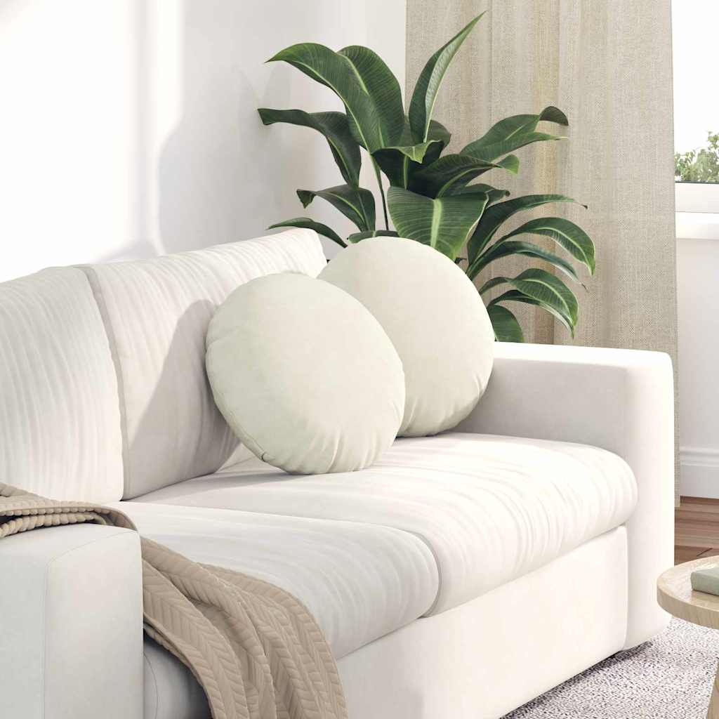 Cuscini per Seduta 2 pcs Crema Ø 40 x 13 cm Velluto | homemem39