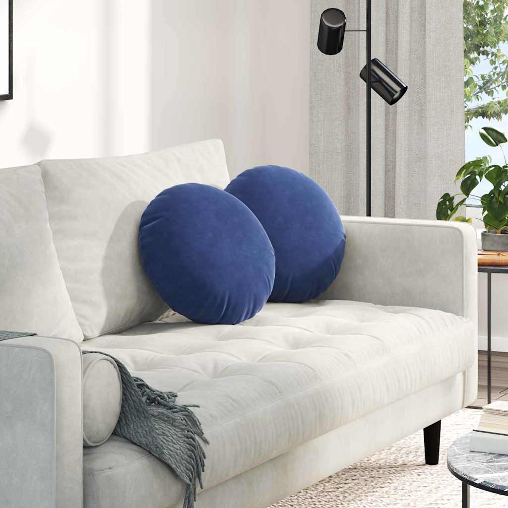 Cuscini per Seduta 2 pcs Blu Polizia Ø 40 x 13 cm Velluto | homemem39