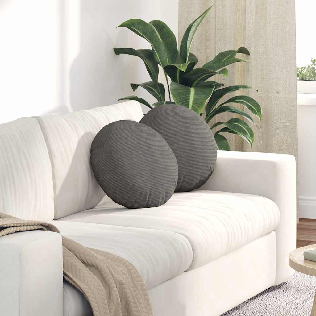 Cuscini per Seduta 2 pcs Grigio chiaro Ø 40 cm Tessuto in Cords | homemem39