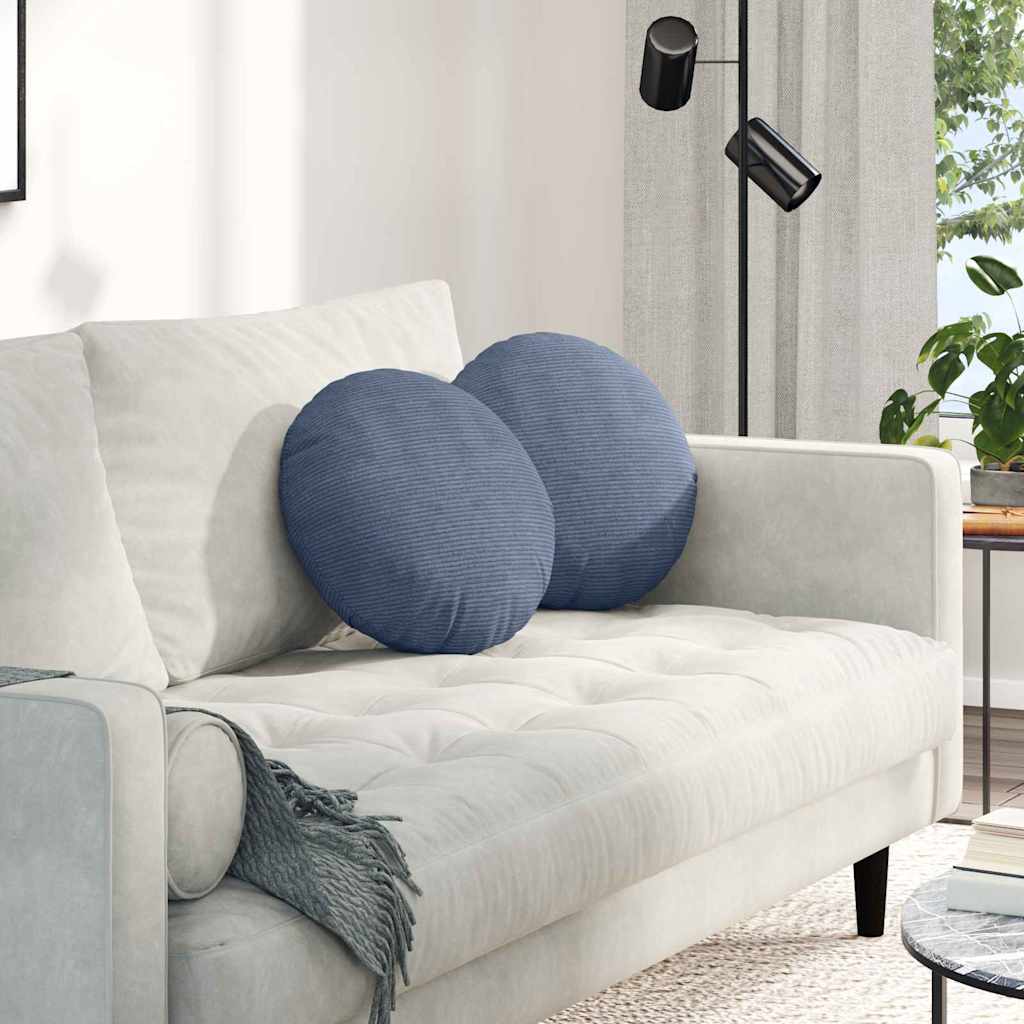 Cuscini per Seduta 2 pcs Blu Ø 40 cm Tessuto in Cords | homemem39