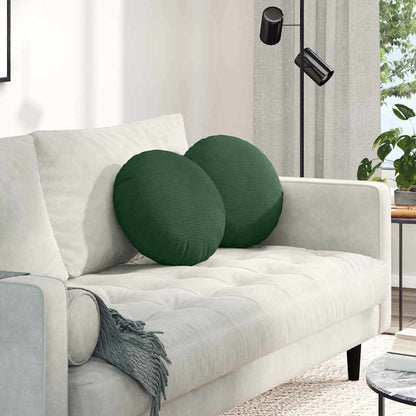 Cuscini per Seduta 2 pcs Verde Scuro Ø 40 cm Tessuto in Cords