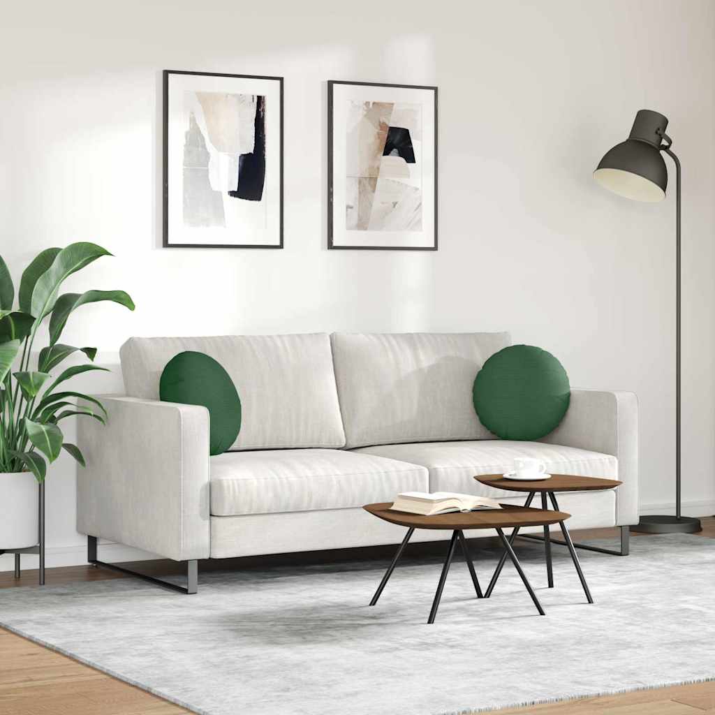 Cuscini per Seduta 2 pcs Verde Scuro Ø 40 cm Tessuto in Cords | homemem39