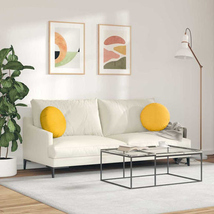 Cuscini per Seduta 2 pcs Giallo Chiaro Ø 40 cm Tessuto in Cords | homemem39