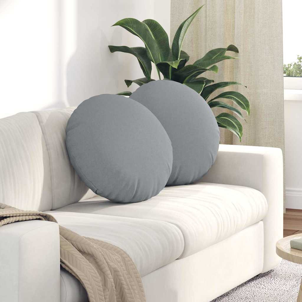 Cuscini per Seduta 2 pcs Grigio chiaro Ø50 x 19 cm Tessuto | homemem39