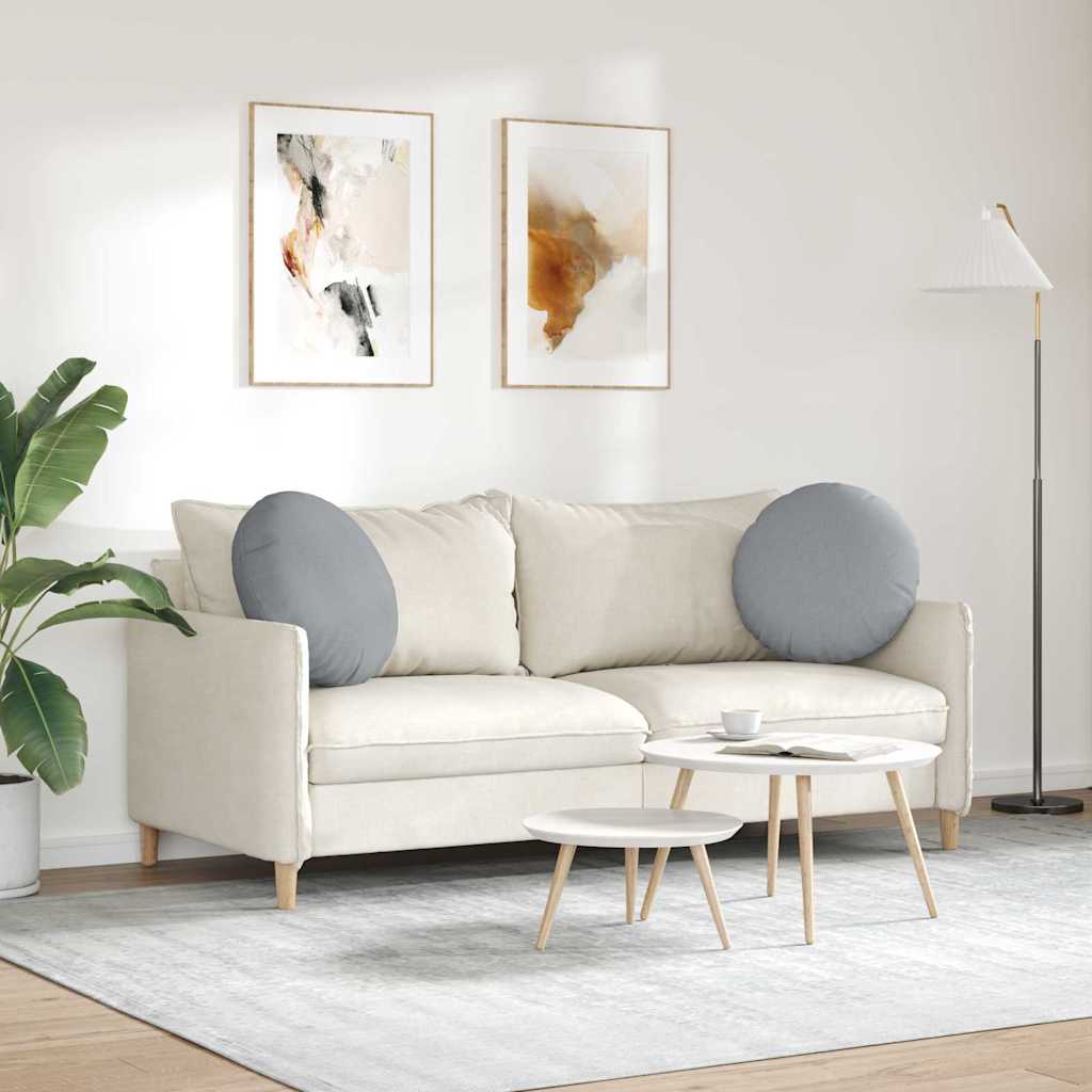 Cuscini per Seduta 2 pcs Grigio chiaro Ø50 x 19 cm Tessuto | homemem39