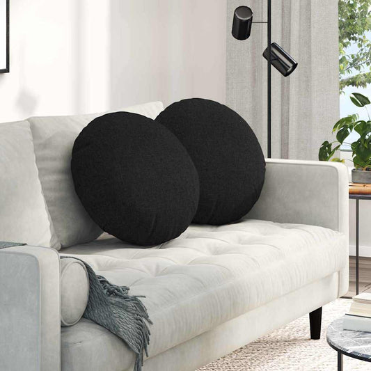 Cuscini per Seduta 2 pcs Nero Ø50 x 19 cm Tessuto | homemem39