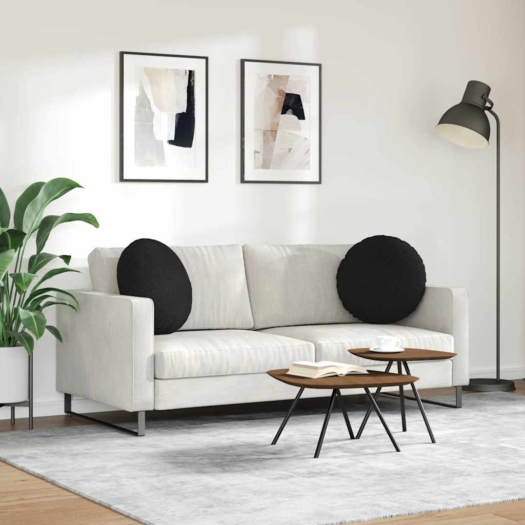 Cuscini per Seduta 2 pcs Nero Ø50 x 19 cm Tessuto | homemem39
