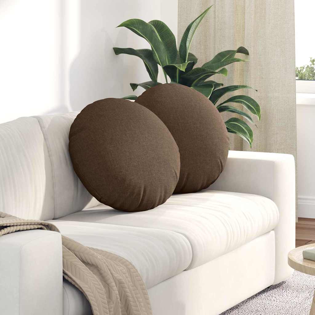 Cuscini per Seduta 2 pcs Marrone Ø50 x 19 cm Tessuto | homemem39