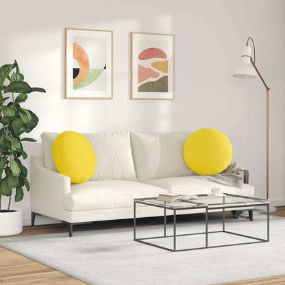 Cuscini per Seduta 2 pcs Giallo Chiaro Ø50 x 19 cm Tessuto | homemem39