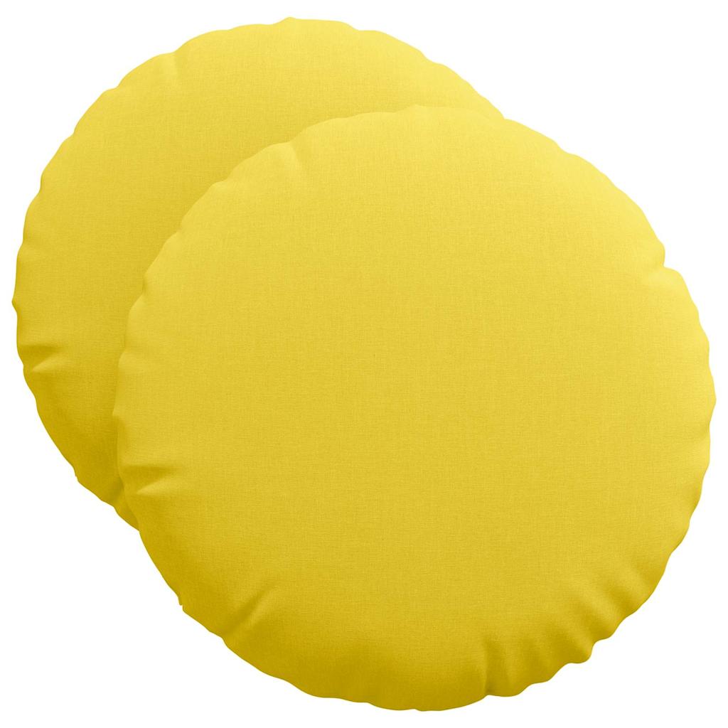 Cuscini per Seduta 2 pcs Giallo Chiaro Ø50 x 19 cm Tessuto | homemem39