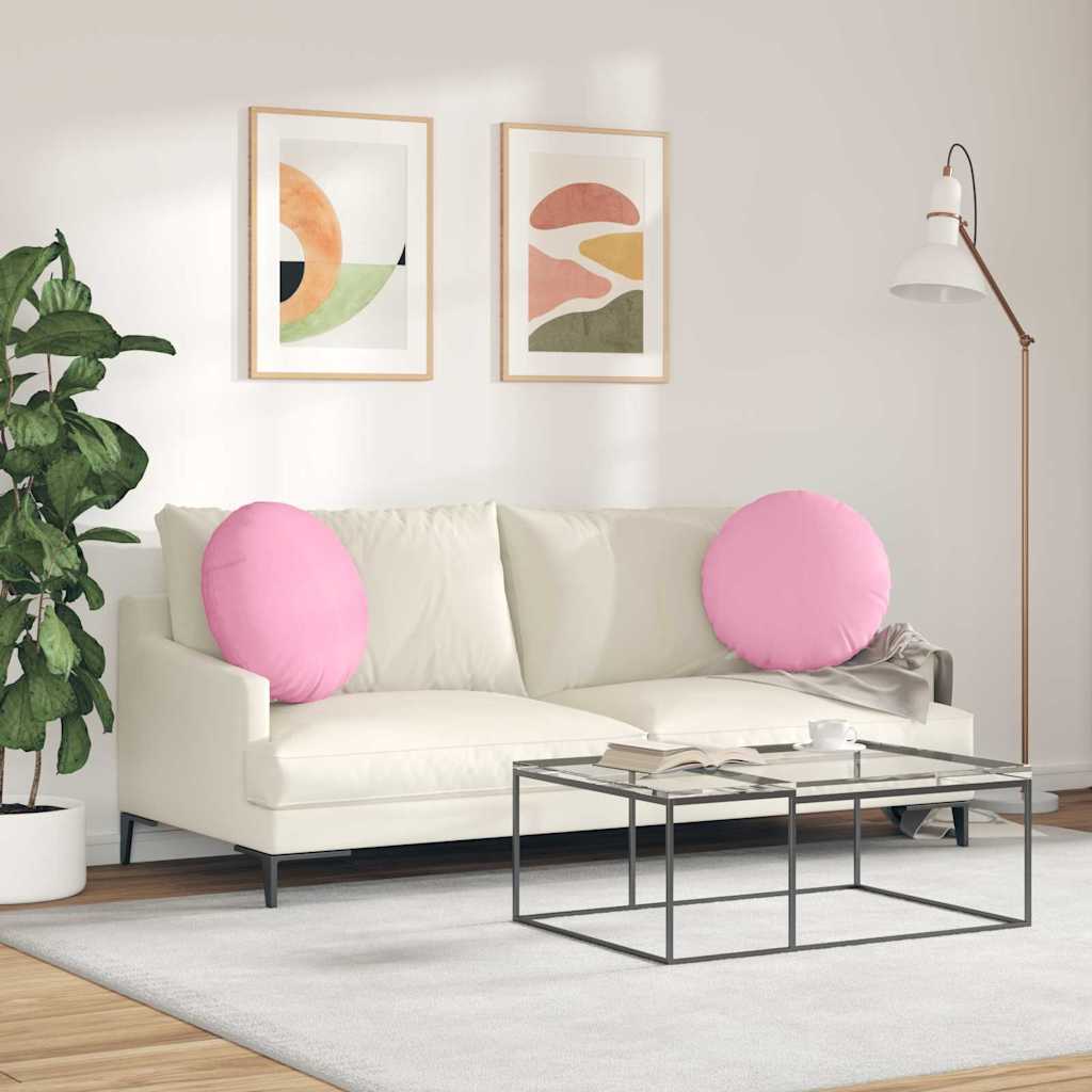 Cuscini per Seduta 2 pcs Rosa Ø50 x 19 cm Tessuto | homemem39