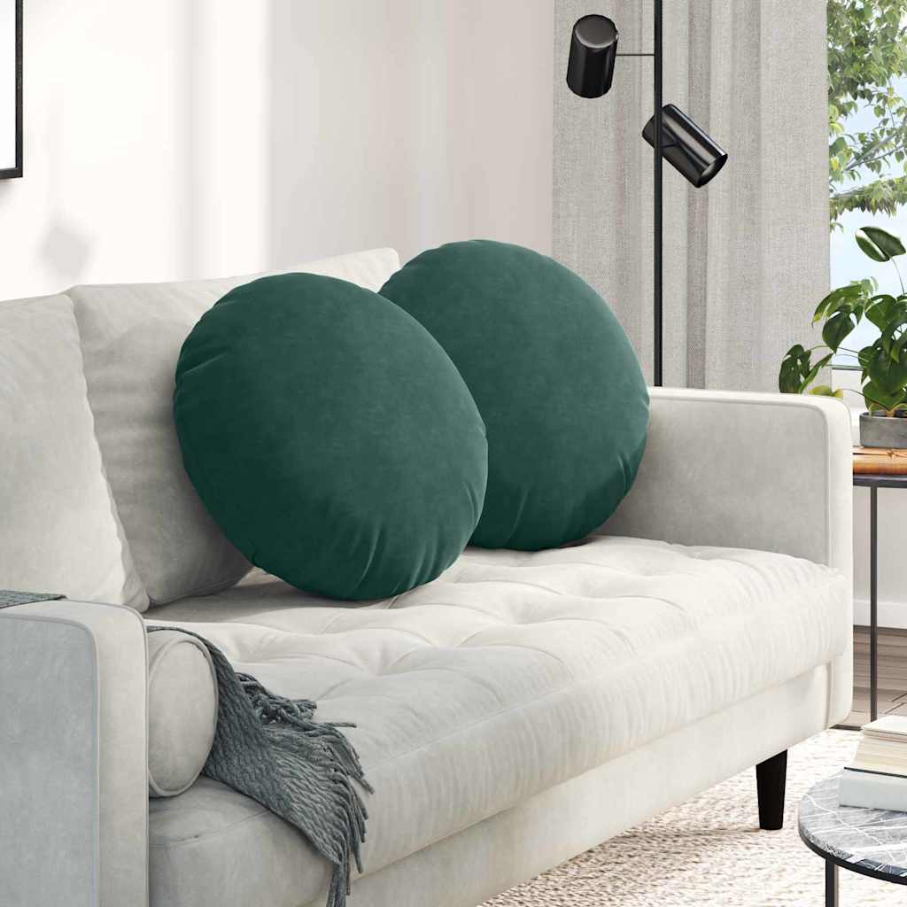 Cuscini per Seduta 2 pcs Verde Scuro Ø50 x 19 cm Velluto | homemem39