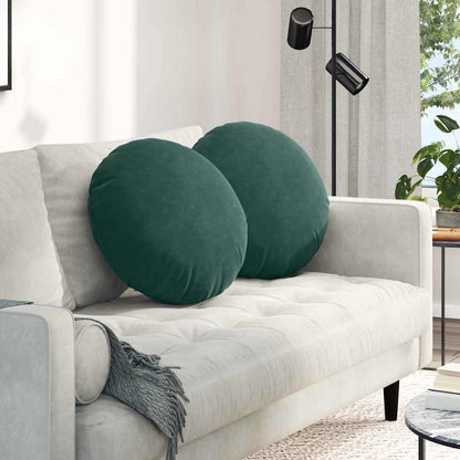 Cuscini per Seduta 2 pcs Verde Scuro Ø50 x 19 cm Velluto | homemem39