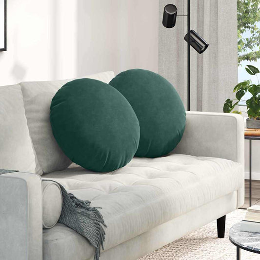 Cuscini per Seduta 2 pcs Verde Scuro Ø50 x 19 cm Velluto | homemem39
