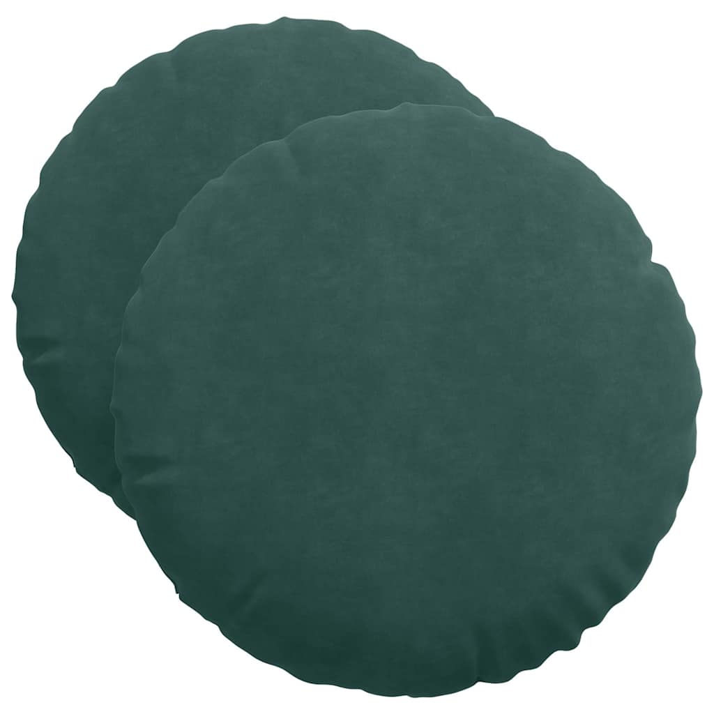 Cuscini per Seduta 2 pcs Verde Scuro Ø50 x 19 cm Velluto | homemem39